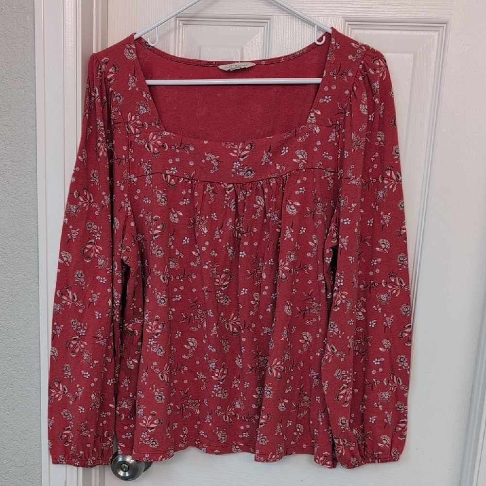 Lucky Brand Orange Floral Blouse